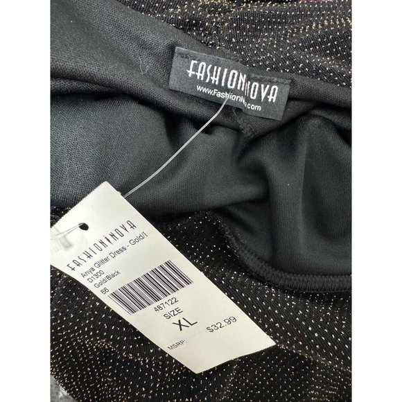 Fashion Nova Women's Sleeveless Halter Neck Black Sparkly Cocktail Dress Size XL - Picture 10 of 13